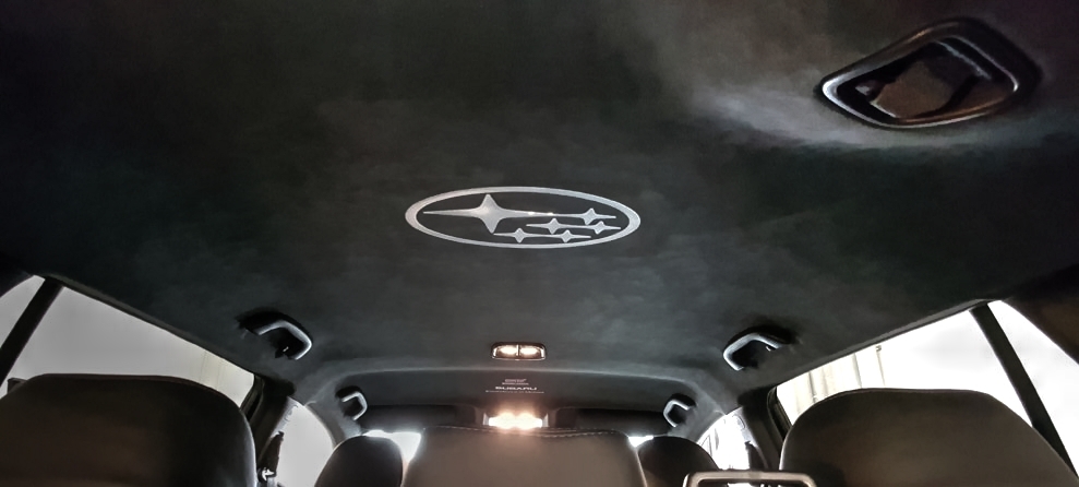 Neuer Dachhimmel mit Logo